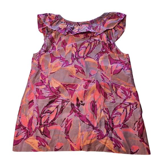 Ella Moss Silk Top Womens Medium Sleeveless Ruffle Floral Coquette Feminine Work - Picture 2 of 10